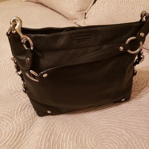 Coach Carly Black Pebbled Leather Hobo Bag
